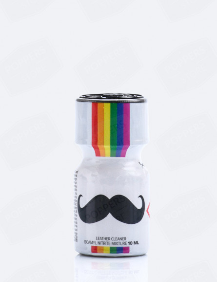 Moustache 10 ml - Amyle couleurs drapeau LGBT très bonne réputation avec présentoir - Poppers Store