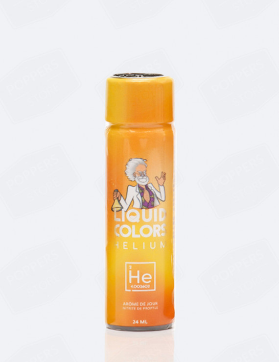 Liquid Colors Helium 24 ml - Flacon design propyle doux avec présentoir professeur fou - Poppers Store