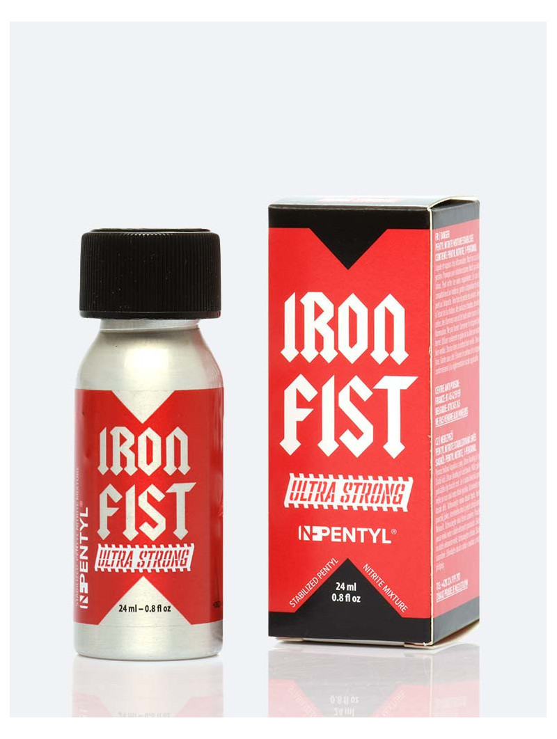 Iron Fist Ultra Strong 24 ml - Flacon verre fumé avec étiquette warning rouge - Poppers Store