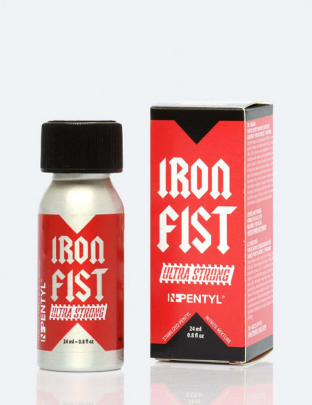 Iron Fist Ultra Strong 24 ml - Flacon verre fumé avec étiquette warning rouge - Poppers Store
