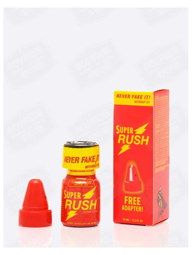 Super Rush 10 ml + Adaptateur - Amyle avec accessoire sécuritaire présentoir - Poppers Store