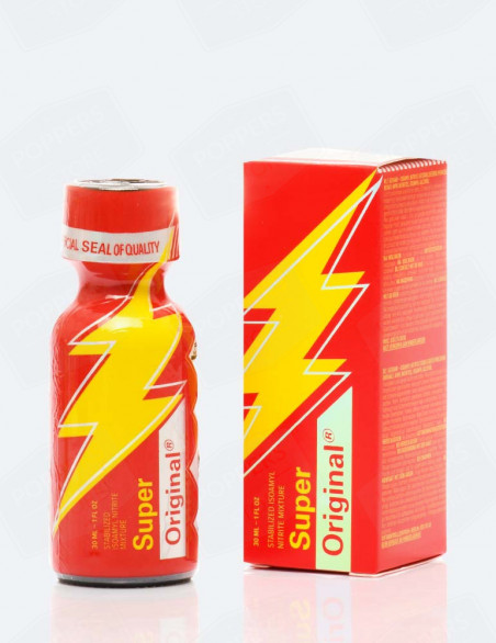 Super Original 30 ml - Flacon XL amyle avec boîte rangement et présentoir - Poppers Store