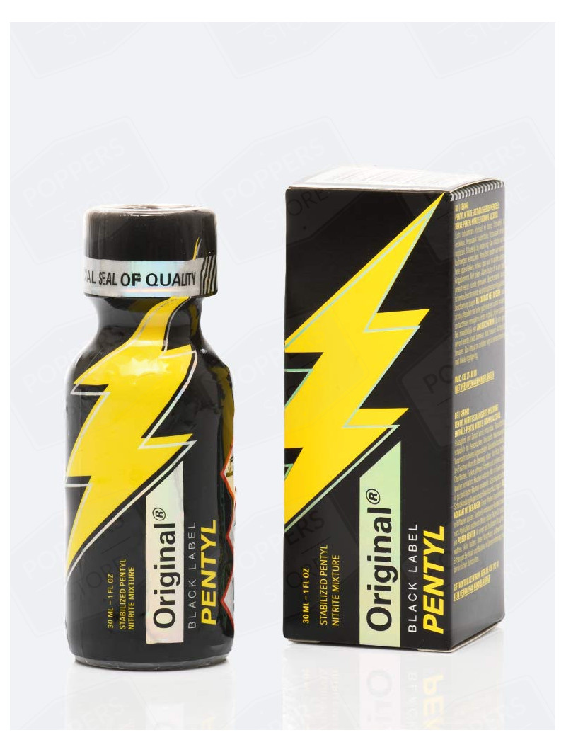 Original Black Label 30 ml - Poppers pentyle premium avec boîte rangement code-barres - Poppers Store