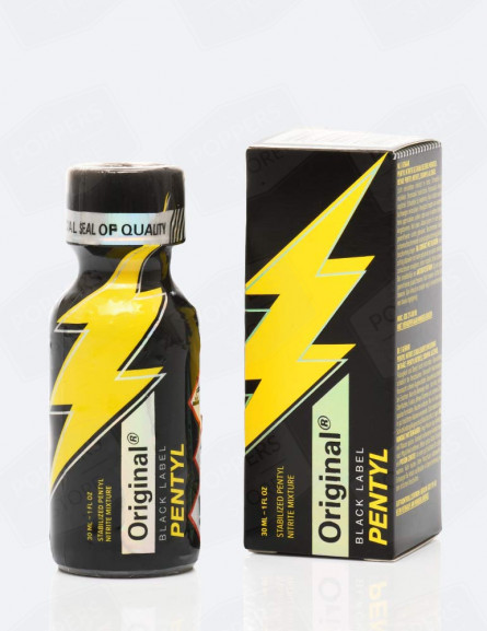Original Black Label 30 ml - Poppers pentyle premium avec boîte rangement code-barres - Poppers Store Original Black Label 30 ml - Poppers pentyle premium avec boîte rangement code-barres - Poppers Store
