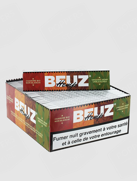 Feuilles Slim Beuz Hemp Chanvre Bio 50 carnets - 100% chanvre bio naturel écologique marque française - Poppers Store