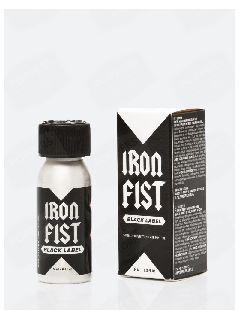 Iron Fist Black Label 24 ml - Flacon alu pocket incassable pentyle top vente lot 144 - Poppers Store