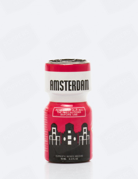 Amsterdam 10 ml - Format compact propyle marque iconique avec présentoir - Poppers Store
