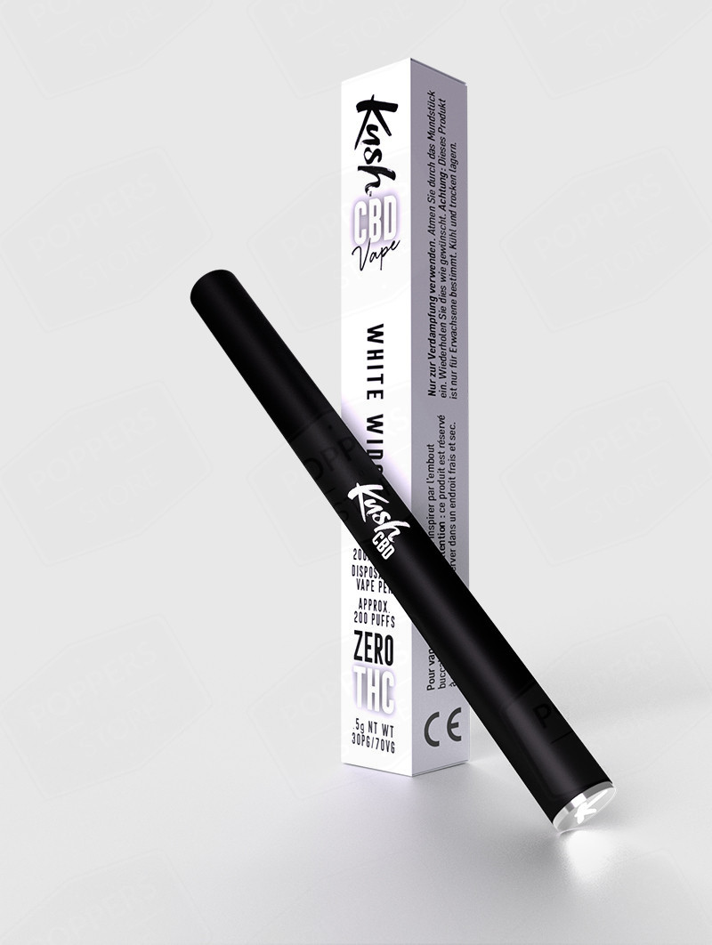 Vape Pen CBD White Widow KushVape 20 - 200mg CBD herbacé mentholé énergisant jetable - Poppers Store