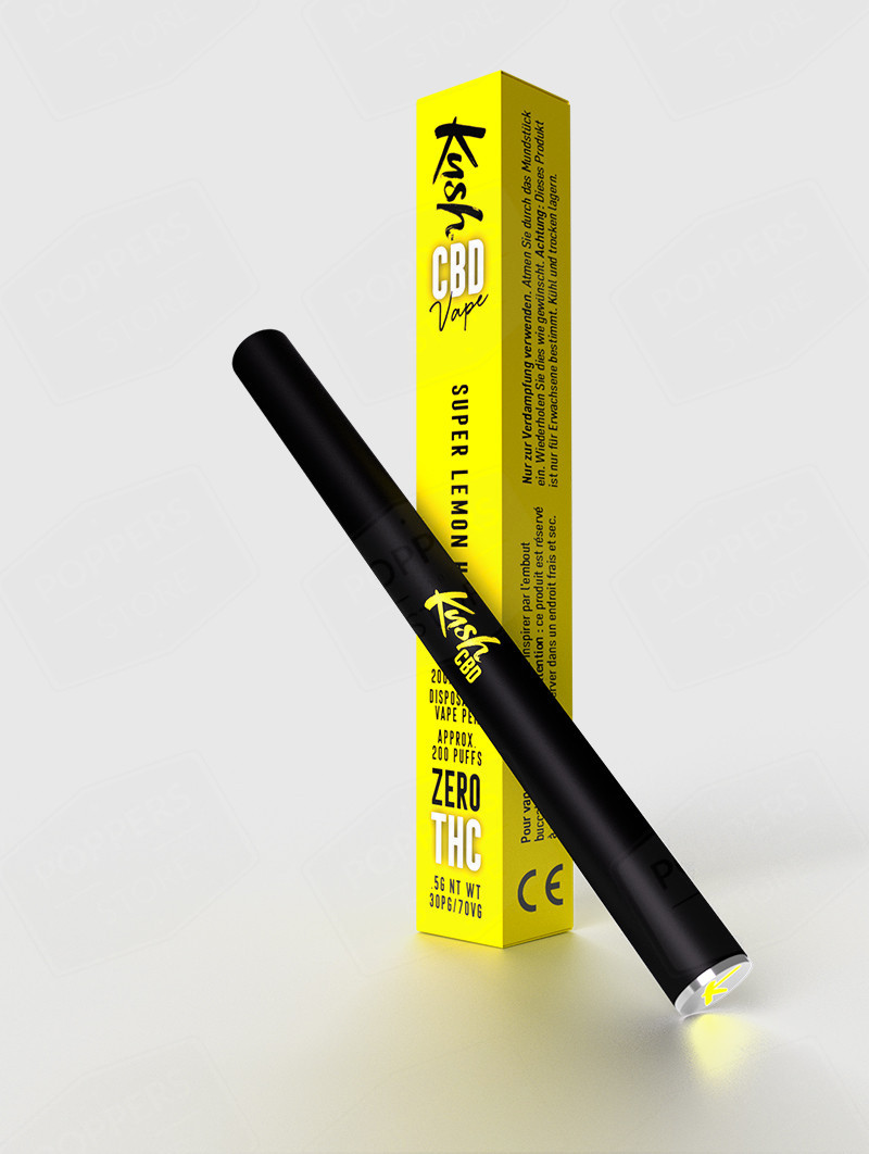 Vape Pen CBD Super Lemon Haze KushVape 20 - 200mg CBD citronné acidulé jetable - Poppers Store