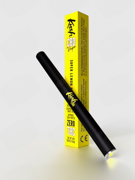 Vape Pen CBD Super Lemon Haze KushVape 20 - 200mg CBD citronné acidulé jetable - Poppers Store