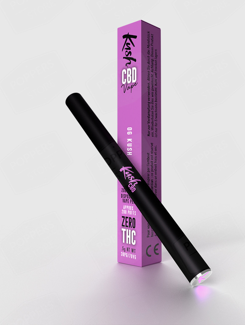 Vape Pen CBD OG Kush KushVape 20 - 200mg CBD variété classique herbacé poivré jetable - Poppers Store