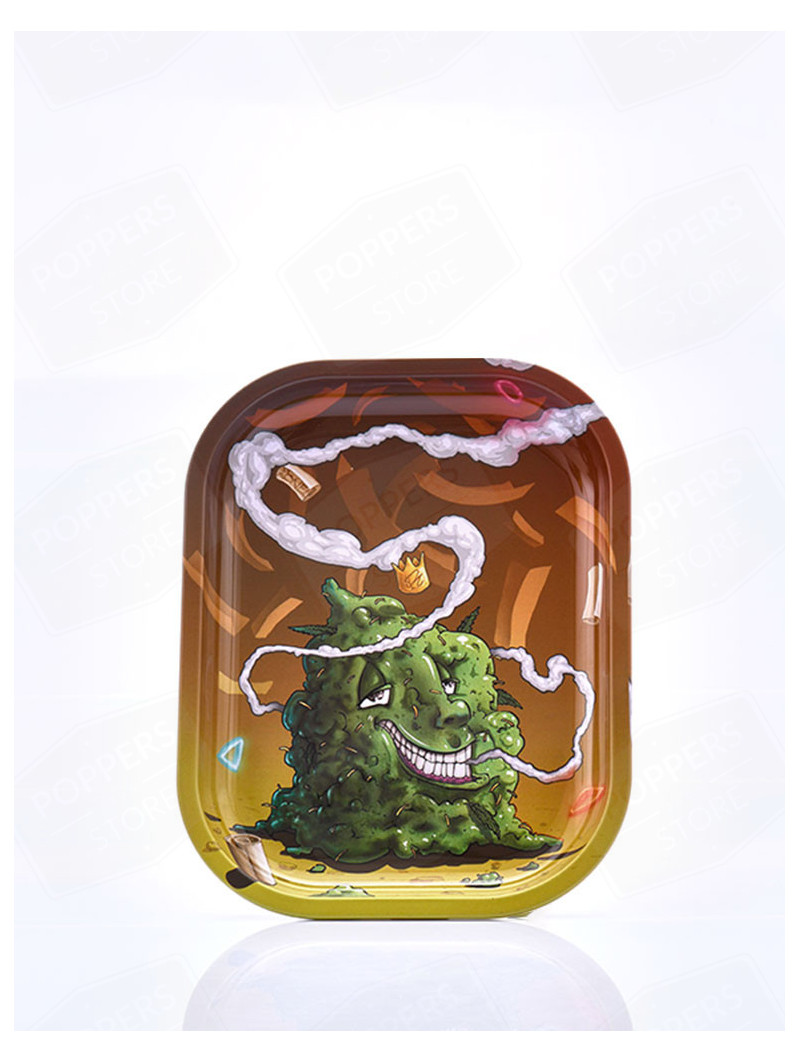 Plateau de Roulage Beuz Bud Métal 10 - Rolling tray robuste bords relevés marque française design élégant - Poppers Store